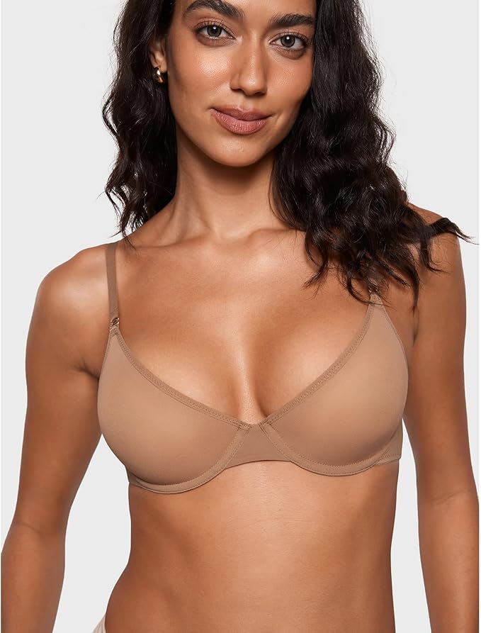 Sheer Mesh Balconette Bra Unlined Demi Plunge Underwire Bra