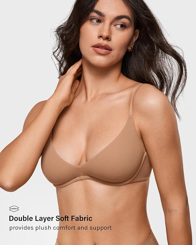 Deep Plunge Unlined Underwire Demi Balconette Bra